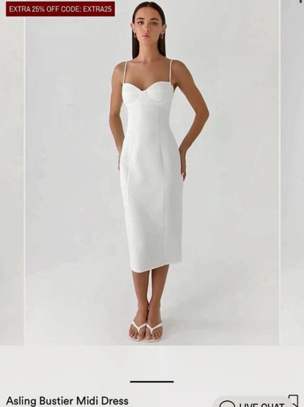 Peppermayo Asling Bustier Midi Dress White NWT